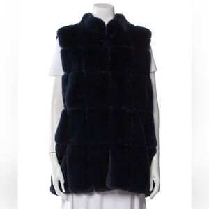 Luxurious Navy Blue Faux Fur Vest